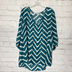 Eyeshadow Semi sheer Chevron Blouse